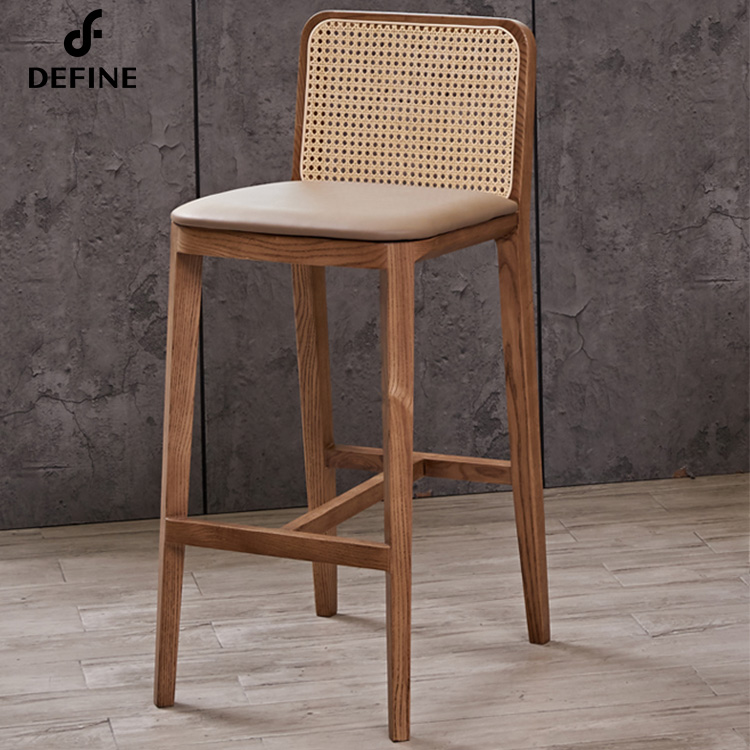 Home Bar Stools - Luxury American Rattan bar Chair Nordic