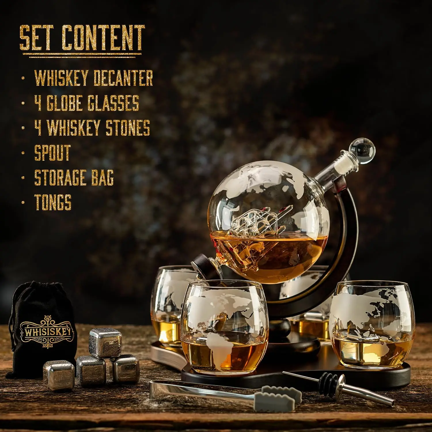 Decanter Globe Set - NANCIHUI Creative glass decanter 4-cup set