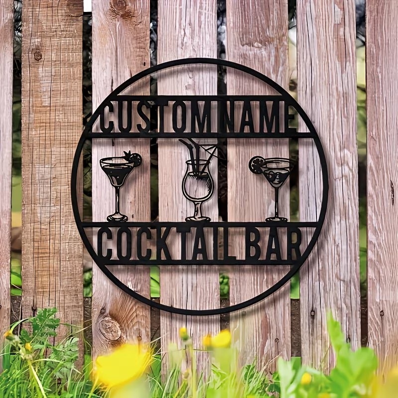 Home Bar Cafe - Custom Name Cocktail Bar Sign, Bohemian