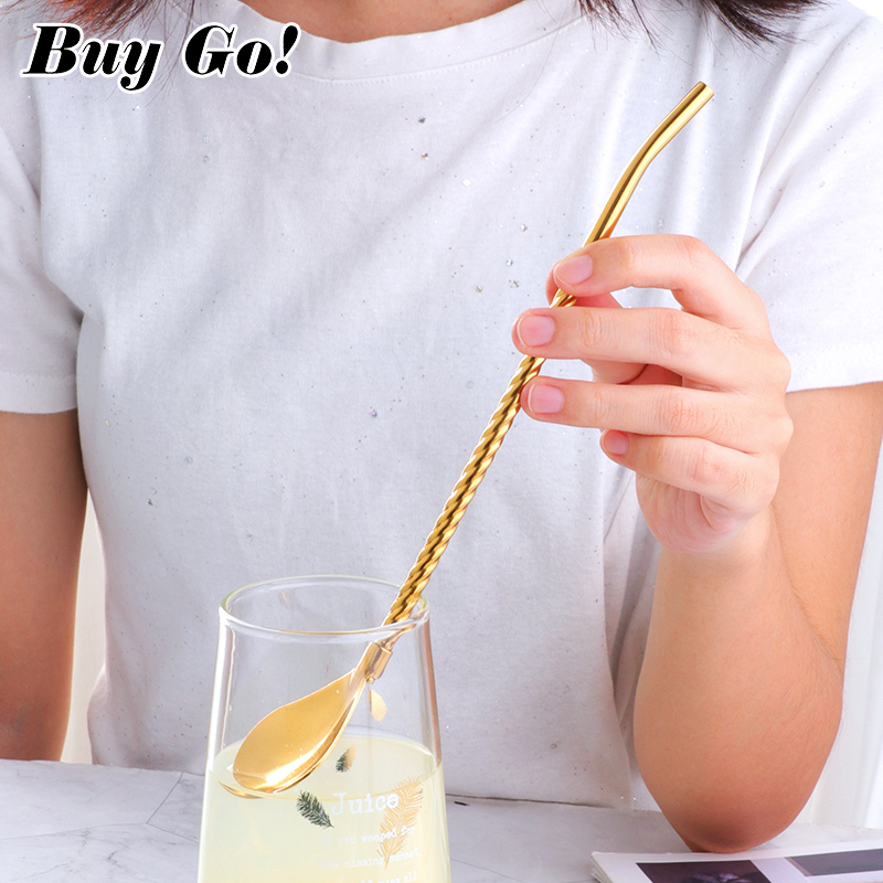 1PC Long Big Twisted Straw Spo - Bar Spoon Twisted ulasan dan harga