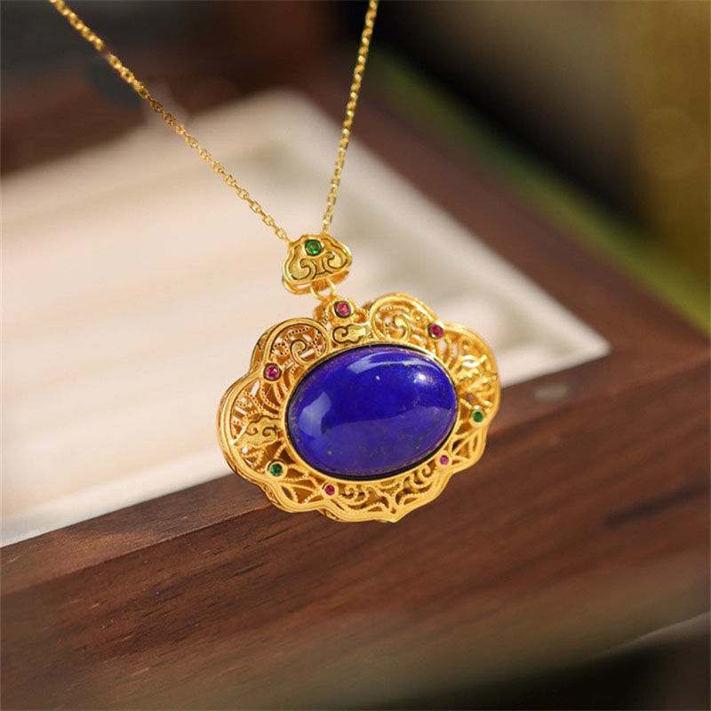 Classical lapis lazuli necklac - Bar Cart Gold ulasan dan harga