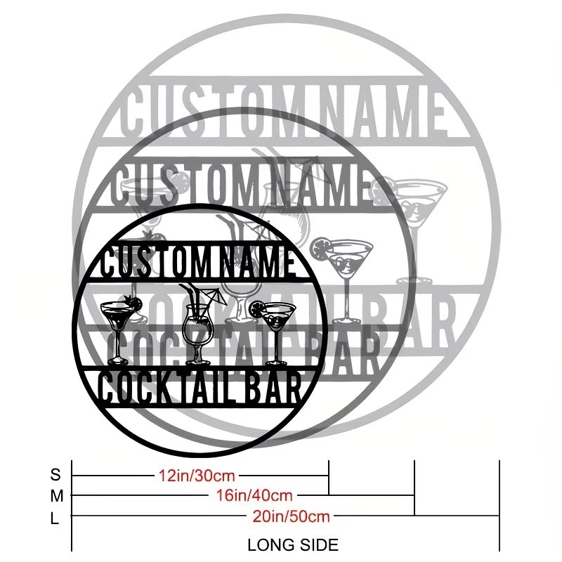 Custom Name Cocktail Bar Sign, - Home Bar Cafe ulasan dan harga
