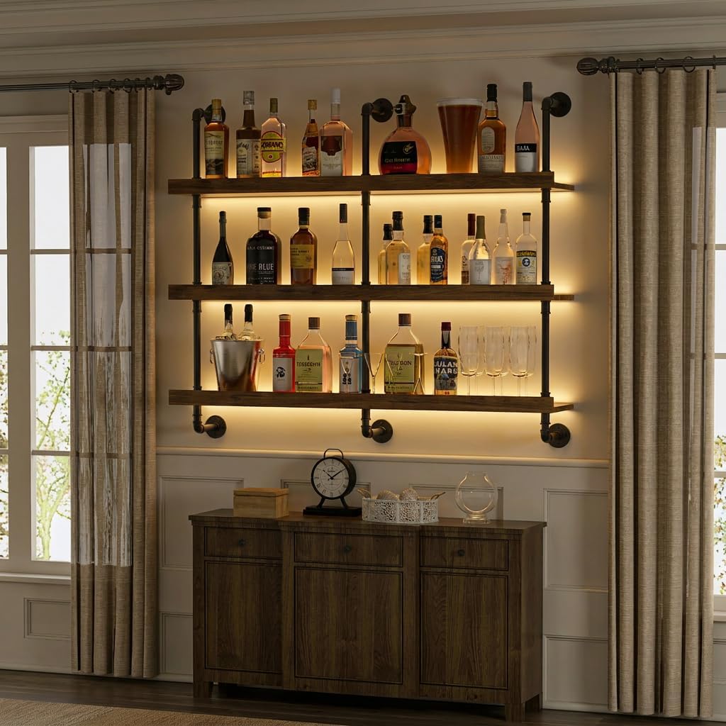 Wall Mounted Wine Rack With LE - Home Bargains ulasan dan harga