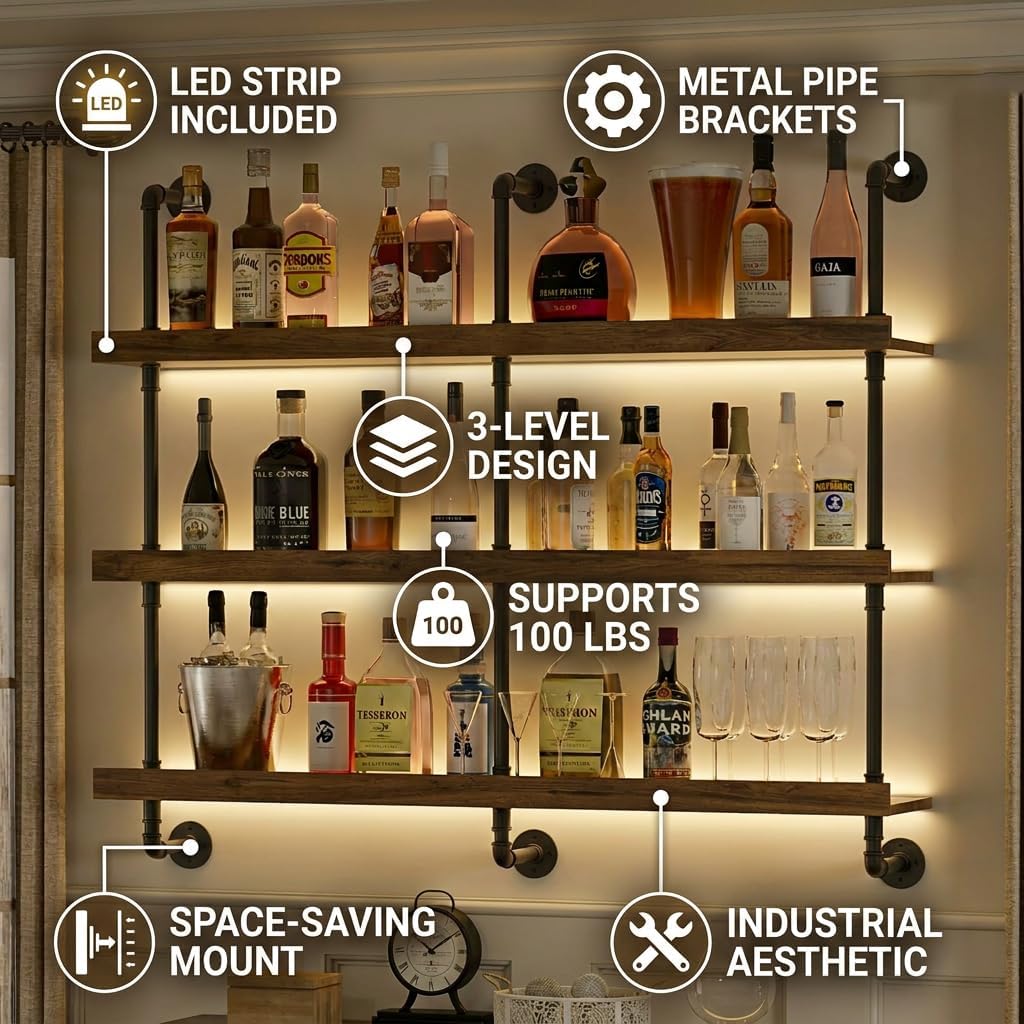 Wall Mounted Wine Rack With LE - Home Bargains ulasan dan harga