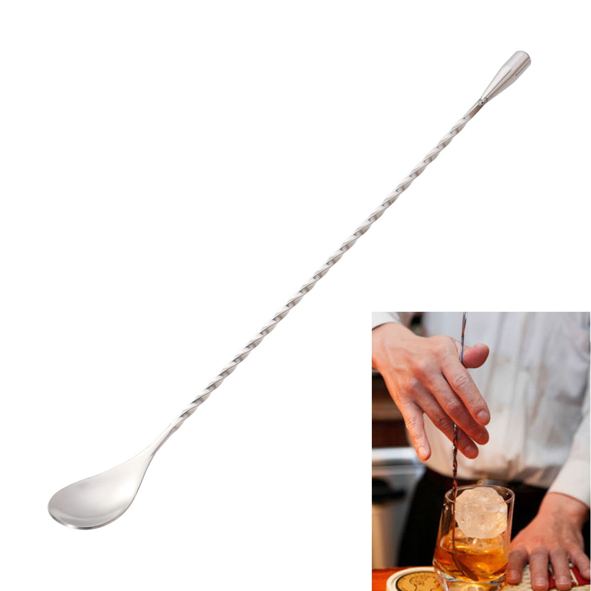 304 Stainless Steel Cocktail P - Bar Spoon Twisted ulasan dan harga