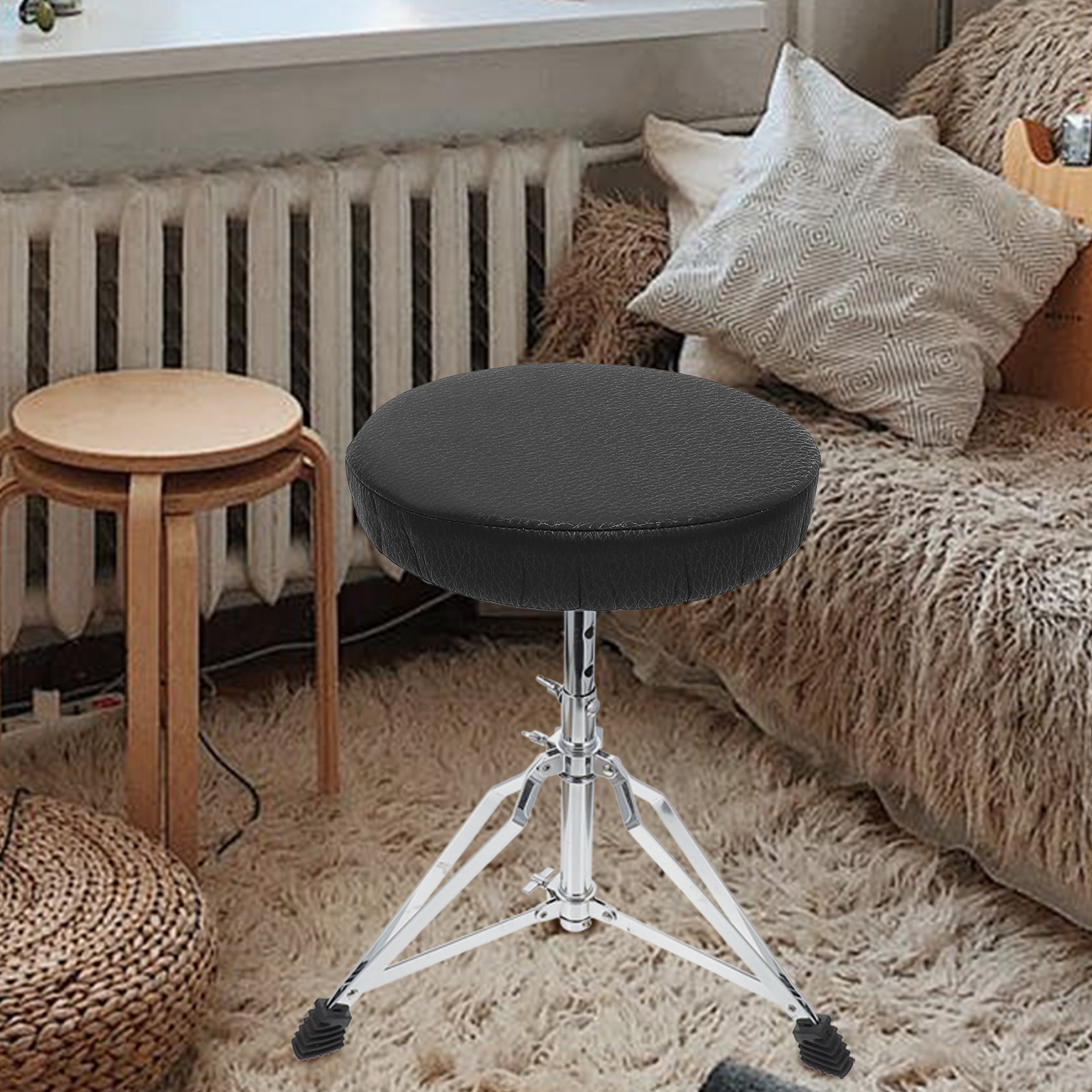 Round Stool Cover Black Elasti - Home Bar Stools ulasan dan harga